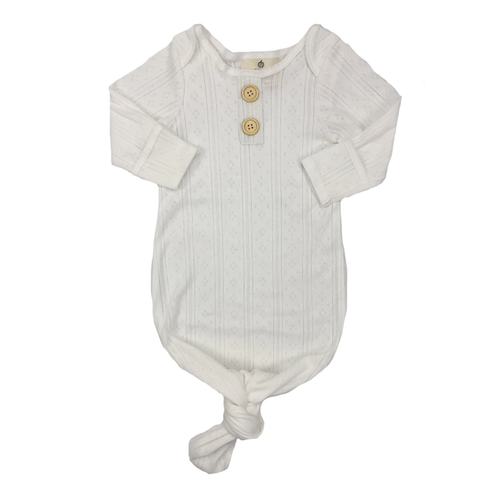 Wholesale Infant Baby Cotton Knotted Gown Pajamas Long Fold Newborn Baby Jacquard Ribbed Sleeping Bag - Image 3