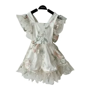 Wholesale Baby Clothes Dress Summer Kids Floral Kids  Cotton  Girl Dress Lace Embroidered Dress with Cotton Lining