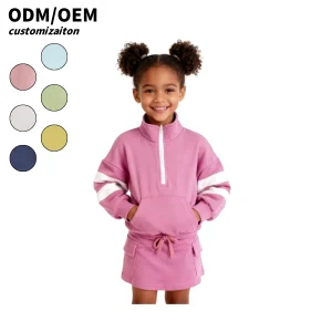 Custom 2 Piece Outfits Long Sleeve Sweatshirt and Shorts Clothing Sets Spring Fall Clothes