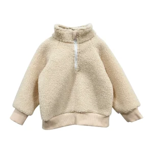Custom Warm Thick Half Zip Fluffy Teddy Pullover Baby Kids Fleece Top