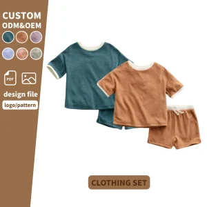 Custom Baby Clothes Set Toweling Short Sleeve Suit Boys Girls Baby Summer Cotton Shorts Two-piece Set