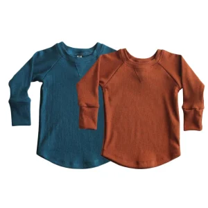 Toddler Kids Long Sleeve Knit Shirt Autumn Winter Blank Tee Tops Baby Boy Rid Cotton Raglan Tshirt