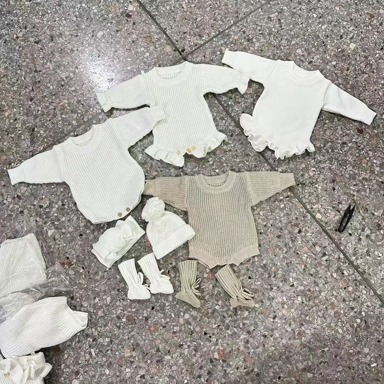 Newborn Cozy Unisex Baby 100% Cotton Knitted 3 Pieces Set Long Sleeve Button Romper Newborn Baby Gift Baby Clothing - Image 4