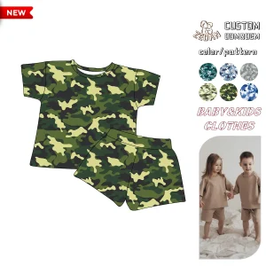 Camouflage Pattern Summer Baby Short Sets Knitted Cotton High Quality Short Tee &shorts 2 Pcs Casual Outfit Sets