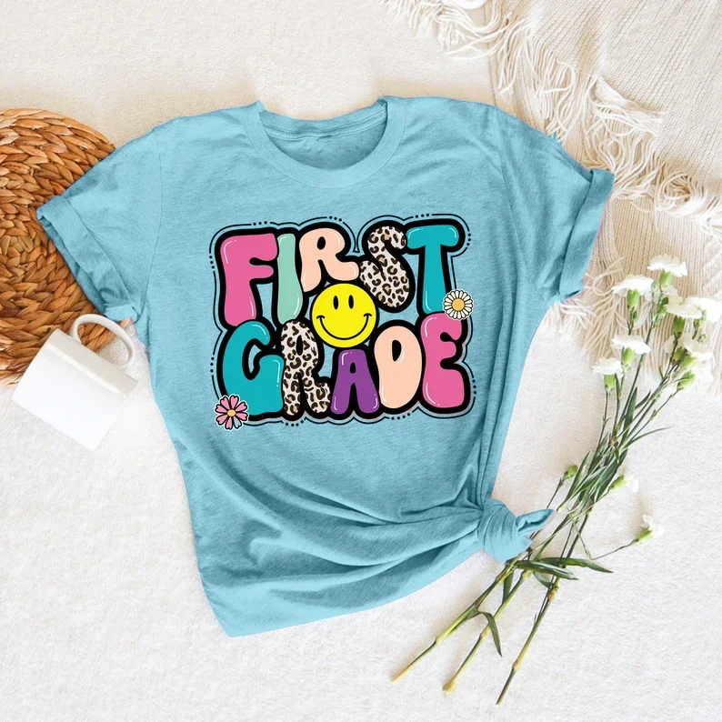 Summer Fashionable Trendy Short Cotton T-Shirt for Kids Cute and Sweet Rainbow-Themed for Back-to-School Season - Image 4