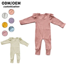Dynamic Sophisticated Simple Kids Spring & Autumn Long-Sleeved Pajamas Fashionable Trendy Ribbed Baby Rompers