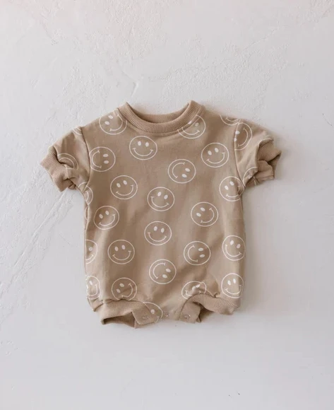 OEM Summer Unisex Checkboard lightning Short Sleeve Romper 95% Cotton 5% Spandex French Terry Jumpsuits - Image 4