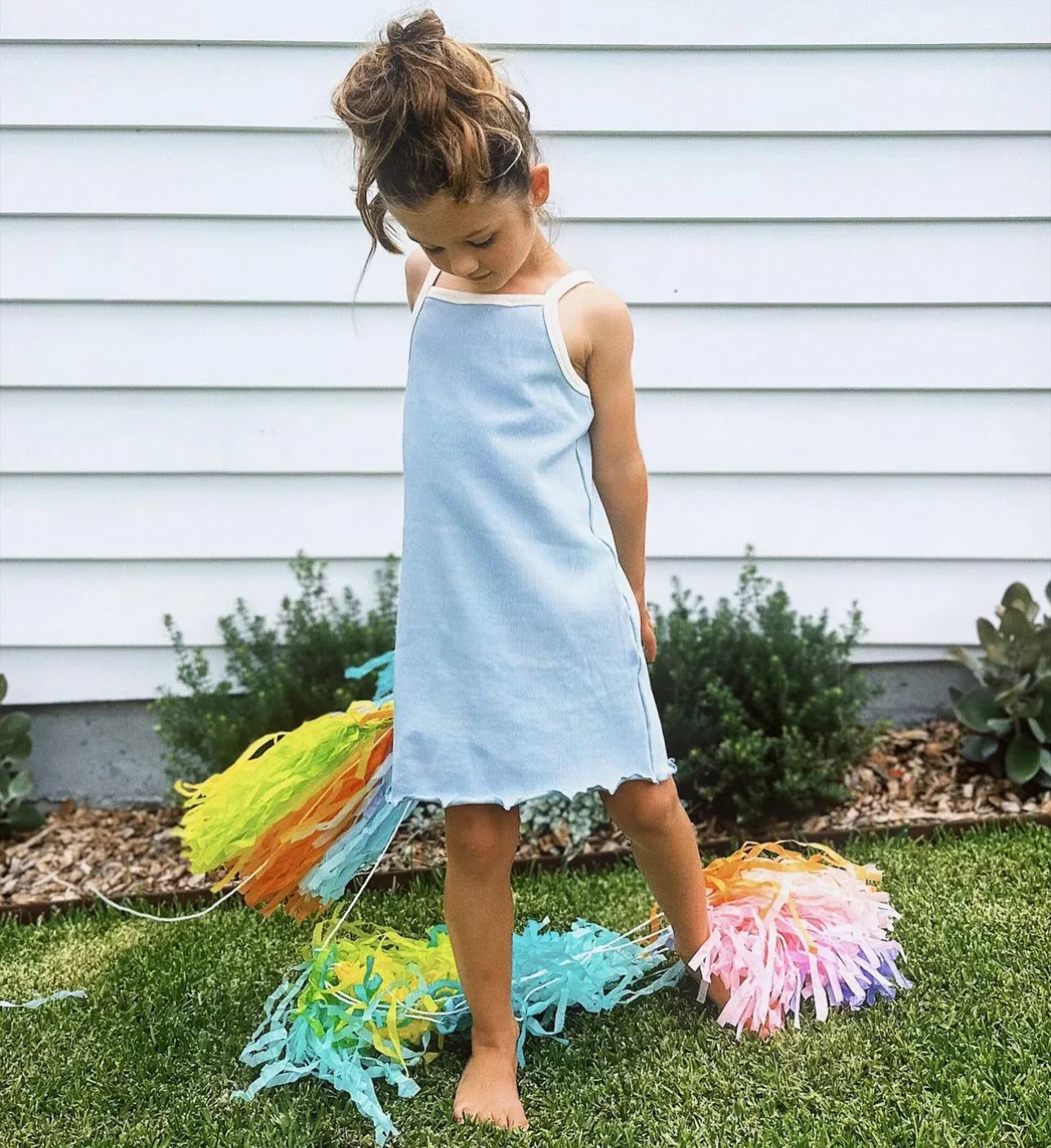 Mini Ribbed Dress Spring and Autumn Baby Girl Color Block Sleeveless Ruffle Hem Dress - Image 4