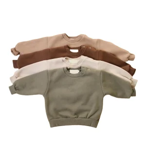 Custom Winter Warm Fleece Sweatshirt  Long Sleeve Should Button Pullover Casual Jumper Shirt Top