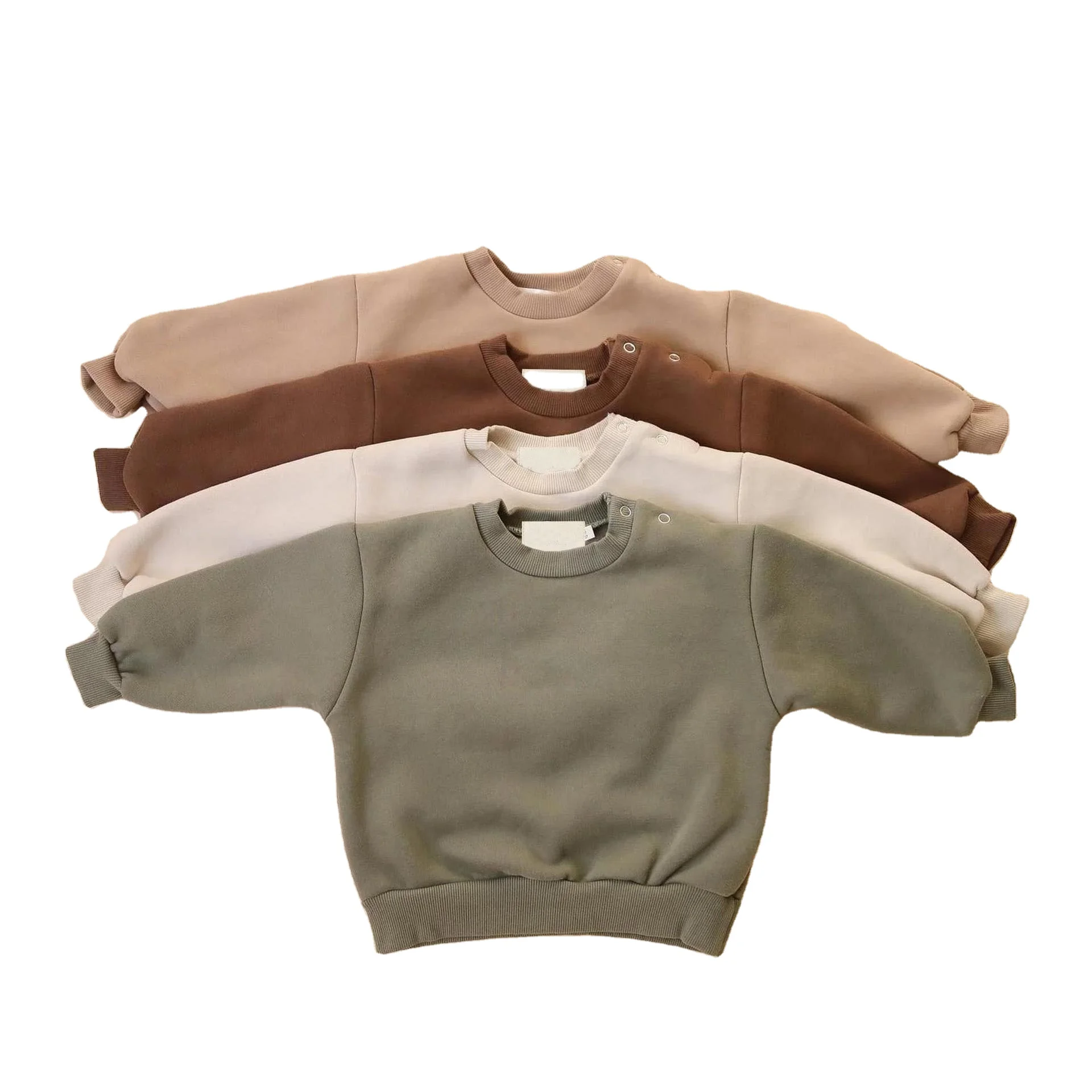 Custom Winter Warm Fleece Sweatshirt Long Sleeve Should Button Pullover Casual Jumper Shirt Top