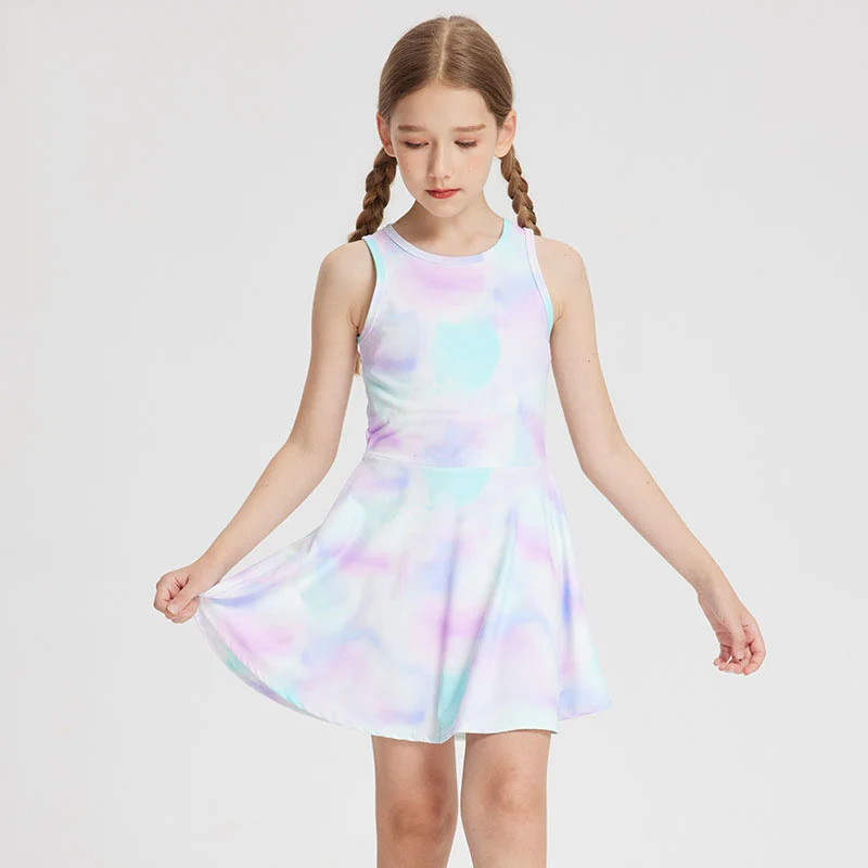 Girls' Sleeveless Sports Dress Nylon Colorful Fashion Fitness Elasticity Slim Fit Children's Clothing - Image 4