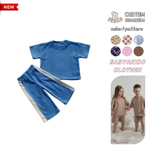 Custom Logo 100% Cotton Terry Baby Summer Clothes Baby Girl Clothes Toweling Terry Clothing Set