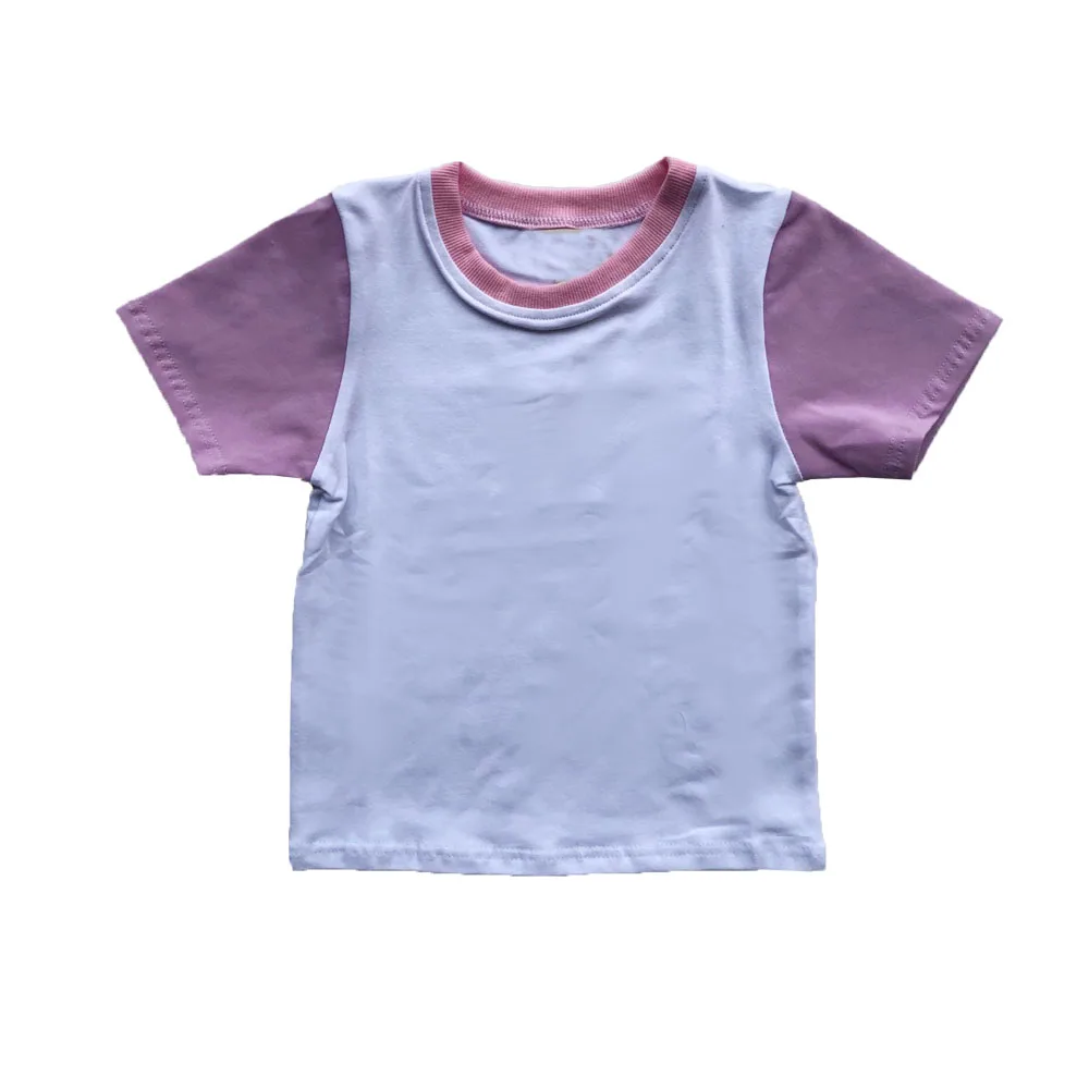 High Quality Custom Baby Knit Cotton Short Sleeve Toddler Color Block Pocket T-Shirt O-Neck Shirt - Image 5
