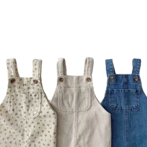 RTS in Stock Baby Floral Corduroy Button Overalls Denim Style Overalls Jumpsuit Clothes