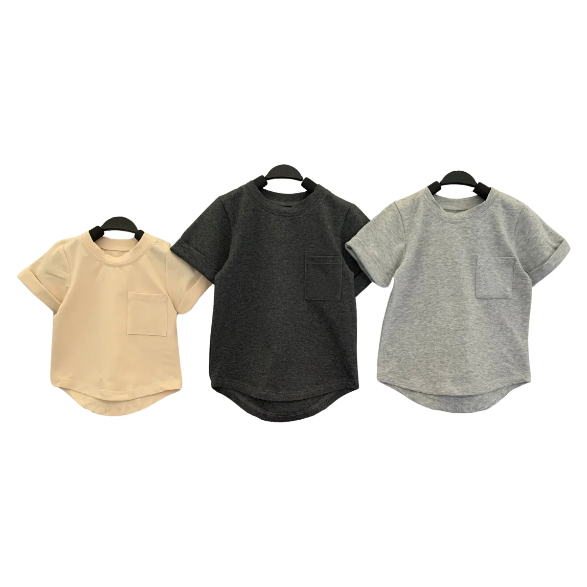 Unisex Baby Toddler Summer Plain Curve Hem Shirt Custom Cotton Knit Solid Outdoor Play Wear - Image 6