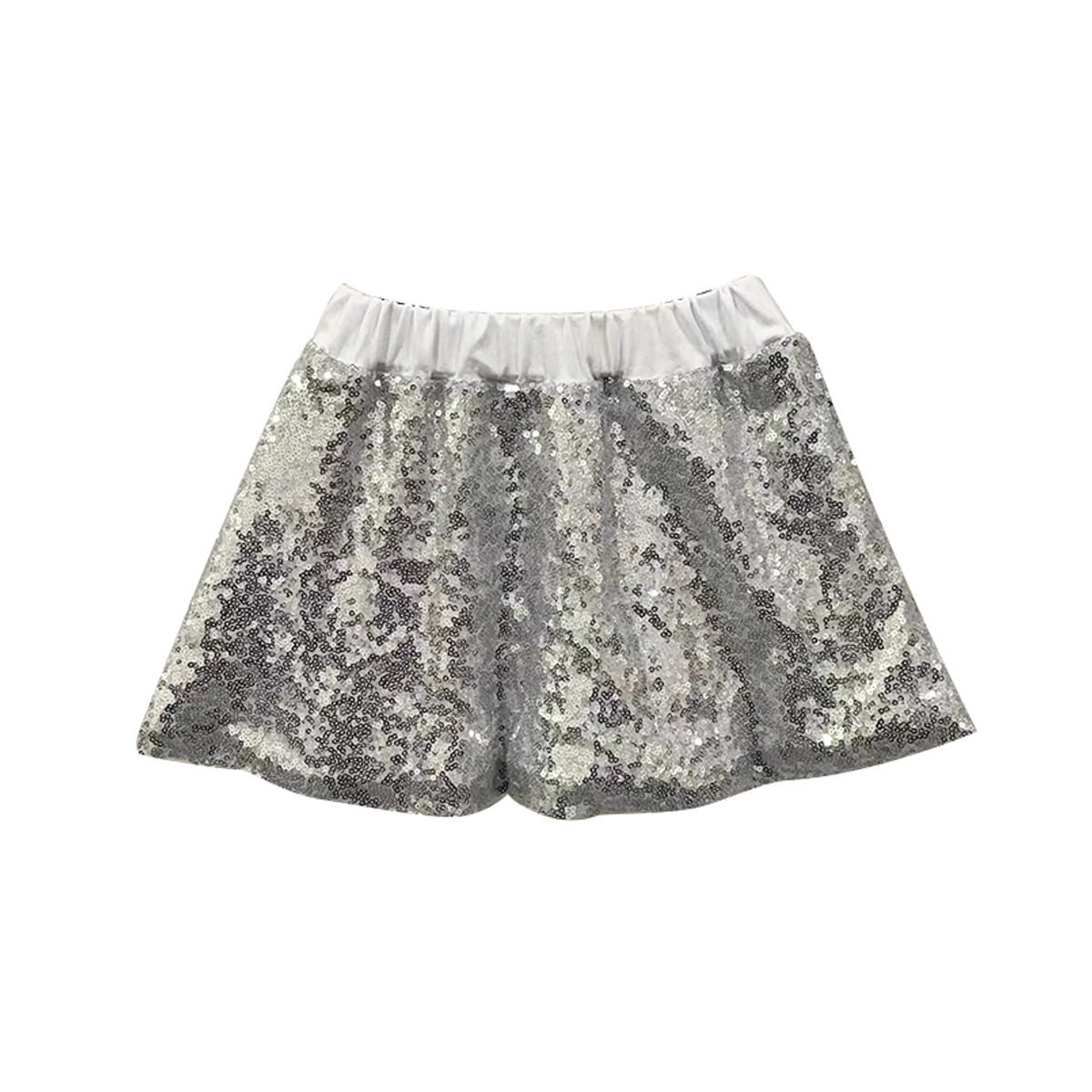 Girls Silver Sequin Skirt Kids Party Glitter Skirt with Lining A-line Dance Flared Glittery Skirt - Image 5