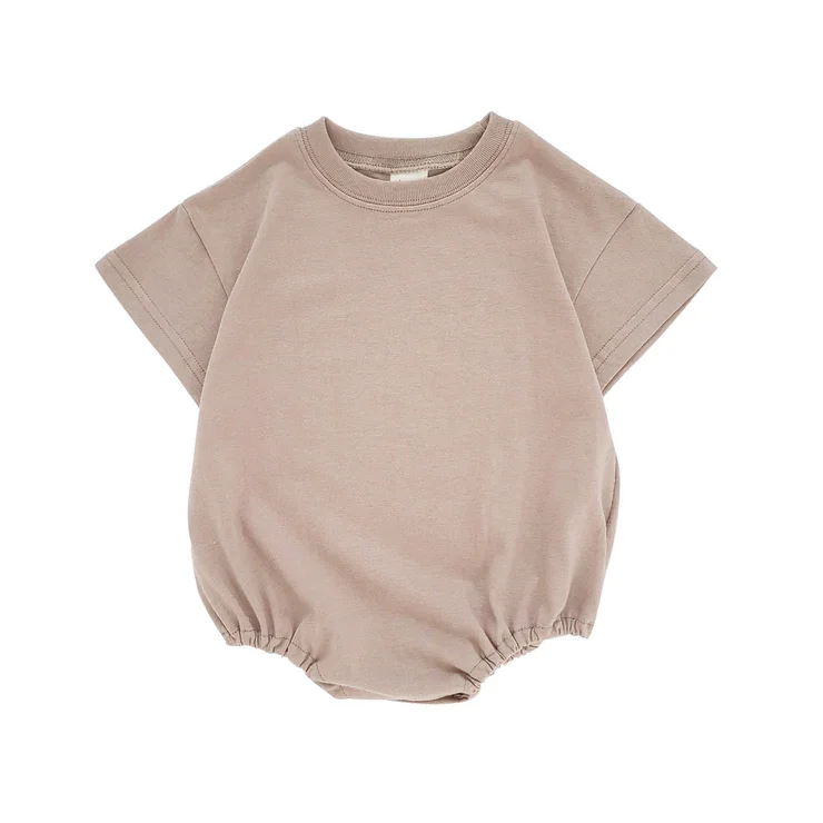 Custom Summer Baby Clothing Bubble Short Romper French Terry Solid Color Fall Oversize Bubble Rompers - Image 3