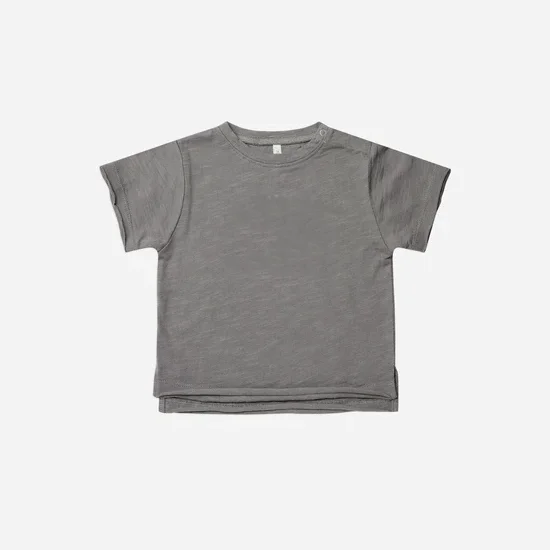 Custom Cotton Raw Edge Baby Toddler Short Sleeve Basic Clothes Shirt Tee