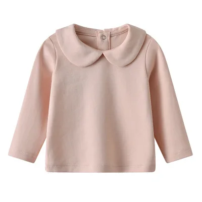 Baby Infant Solid Back Button Rompers Winter 100% Cotton Newborn Girls Peter Pan Collar Organic Cotton Bodysuit - Image 4