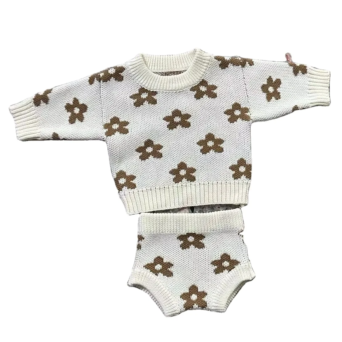 Custom Autumn Soft Baby Knitted Sweater Set Toddler Long Sleeve Casual Wear Toddler Clothes Set - Image 6