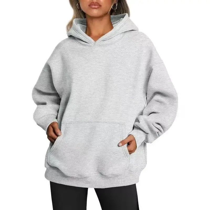 OEM Women's Spring Autumn Crewneck Hooded Pullover French Terry Long Sleeve Overtsized Sweatshirt - Image 3