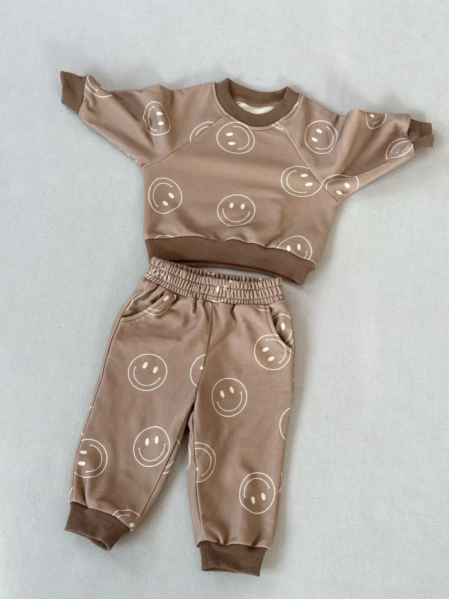 Ready to Ship Spring Autumn Children's Boys and Girls Set French Terry Lightning Print Casual High-quality 2-piece Set - Image 4