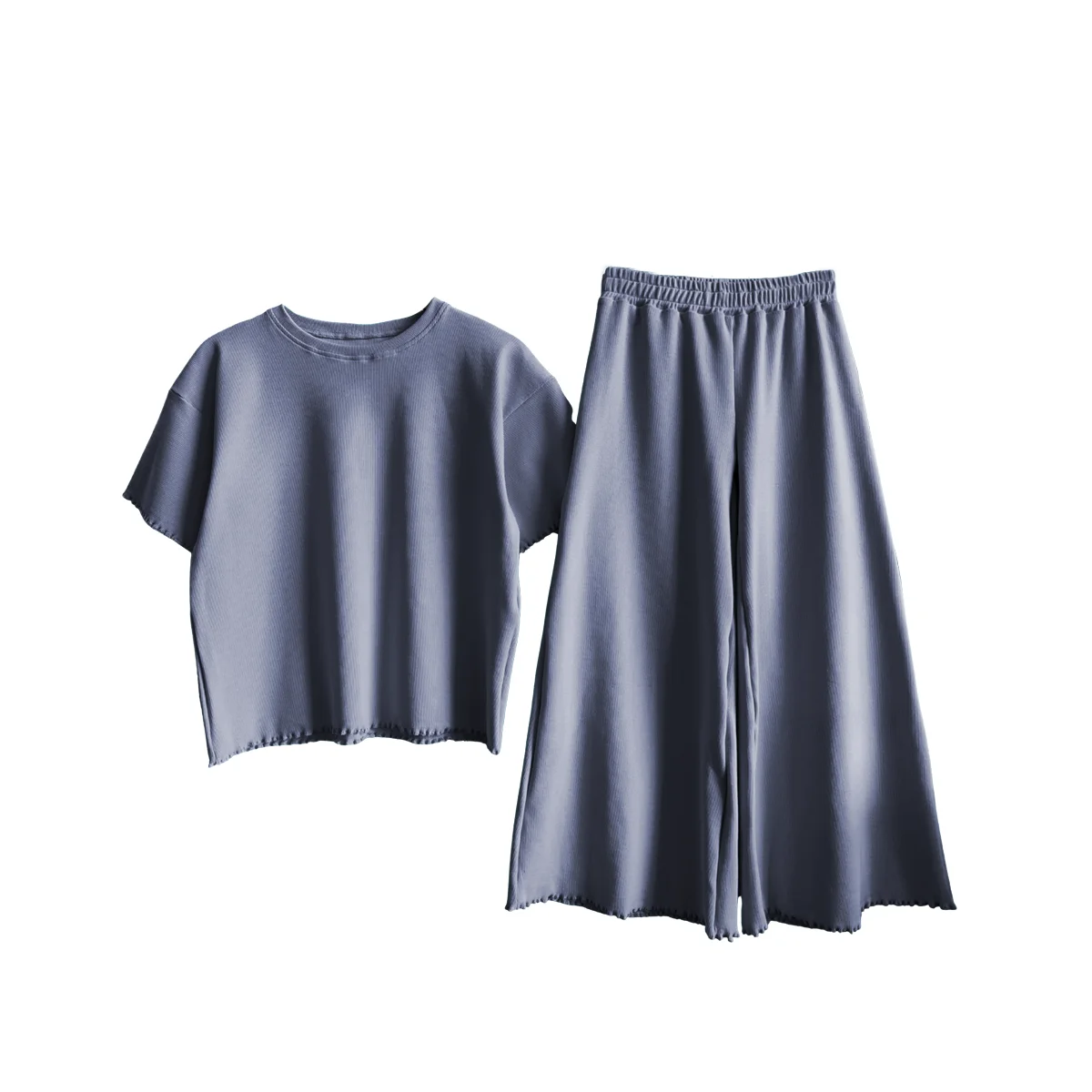 Customized Summer Sporty Casual Ribbed Suit 2pcs Cool Breathable Kids Clothing Set Dynamically Designed - Image 2