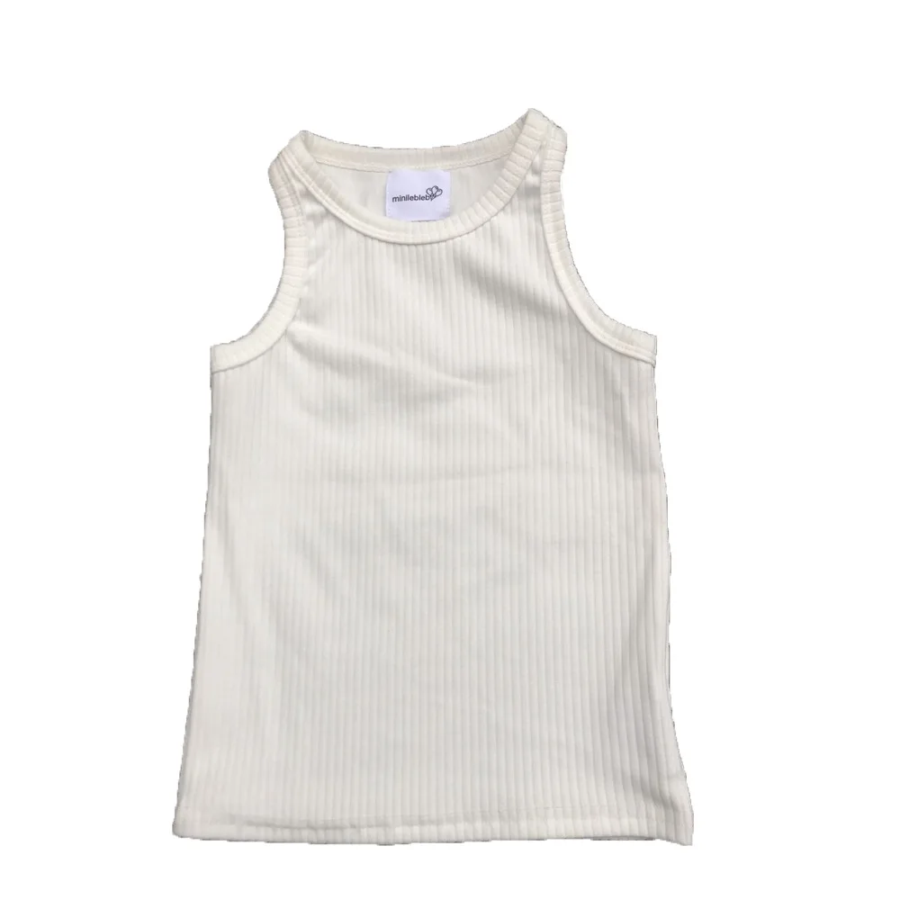 Custom High Quality Toddler Infant Baby Boys Girls Ribbed Cotton tank Top Solid Color Sleeveless Casual Shirt - Image 4