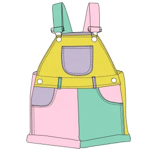 Custom Baby Toddler Overalls Color Block Adjustable Metal Button Playsuit