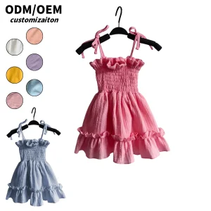 Summer Fashion for Girls Cute Fairy Style Crepe Dress Cool and Breathable Knee-Length Long and Trendy for Kids