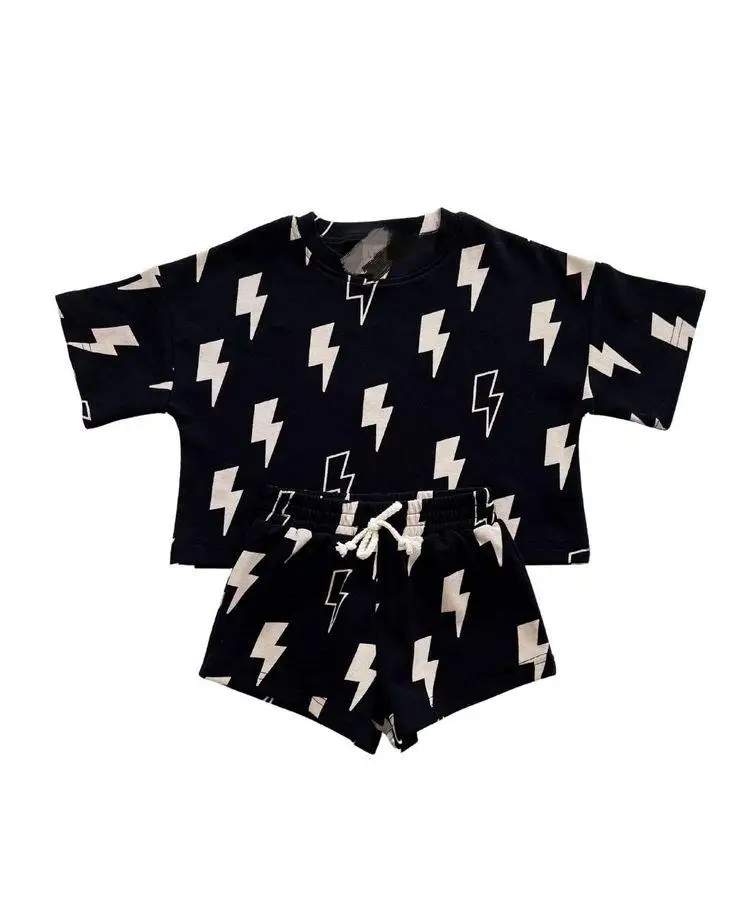 Custom Baby Kids Knitted Cotton Long Sleeve Daily Top and Shorts Set Casual Children Tracksuits