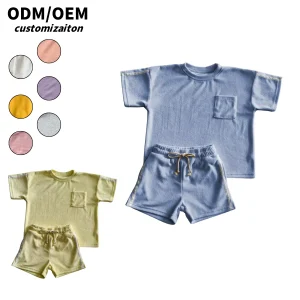 Summer Fashionable Trendy Towel Cloth Set Short & Close-Fitting for Kids Soft & Casual for Outings