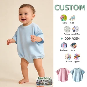 Summer Baby Romper Infant Short Sleeve Jumpsuit 260g 100% Cotton Climbing Suit Romper for Children's Climbing Clothes of Unisex