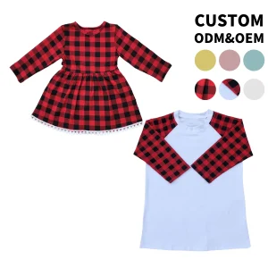 Mom and Me Christmas Plaid Leopard Shirt Women Vinyl Blank Raglan Baseball Tshirt