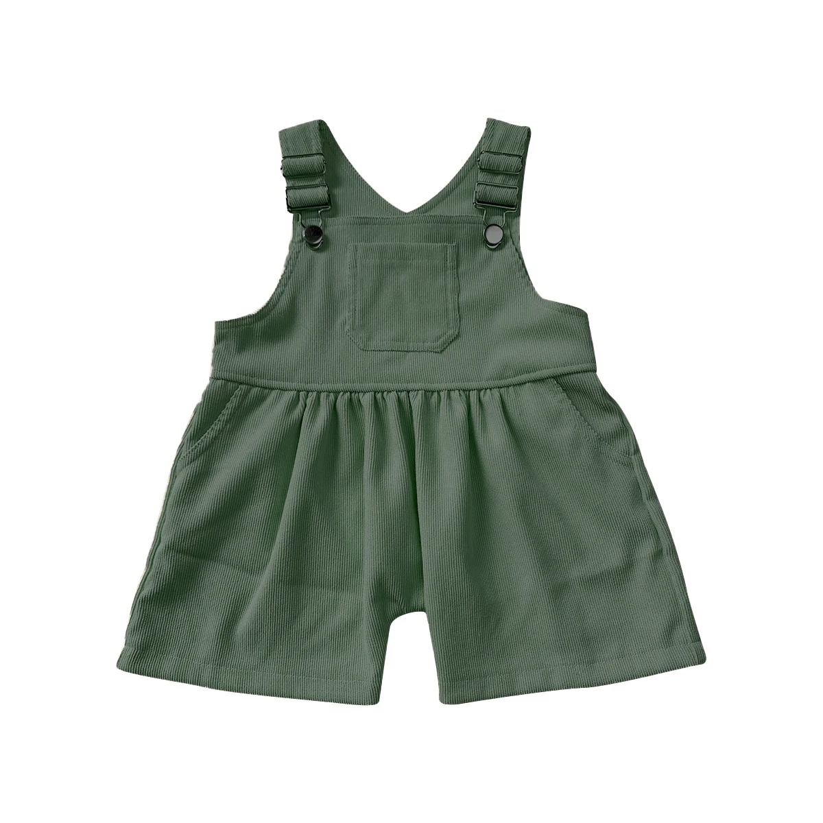 Baby Corduroy Overalls Summer Sleeveless Romper Kids Square Neck Dungarees Toddler Overall Shorts - Image 3