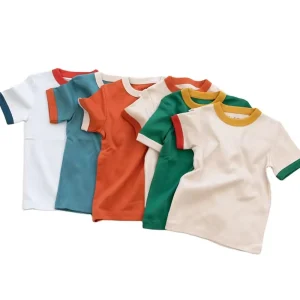 Factory OEM Design Summer Kids Baby Boy Girl T-Shirts Casual Tee Top Baby Clothing Children Knitted Cotton Short Sleeve Tee