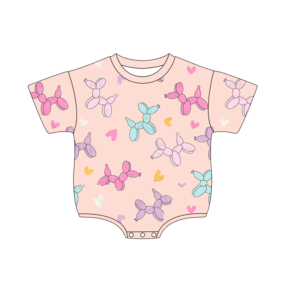 Summer Customized Digital Pattern Cotton Knit Bubble Romper Oversized Sweatshirt Baby Boy Jumpsuit Baby Girls Clothes - Image 4